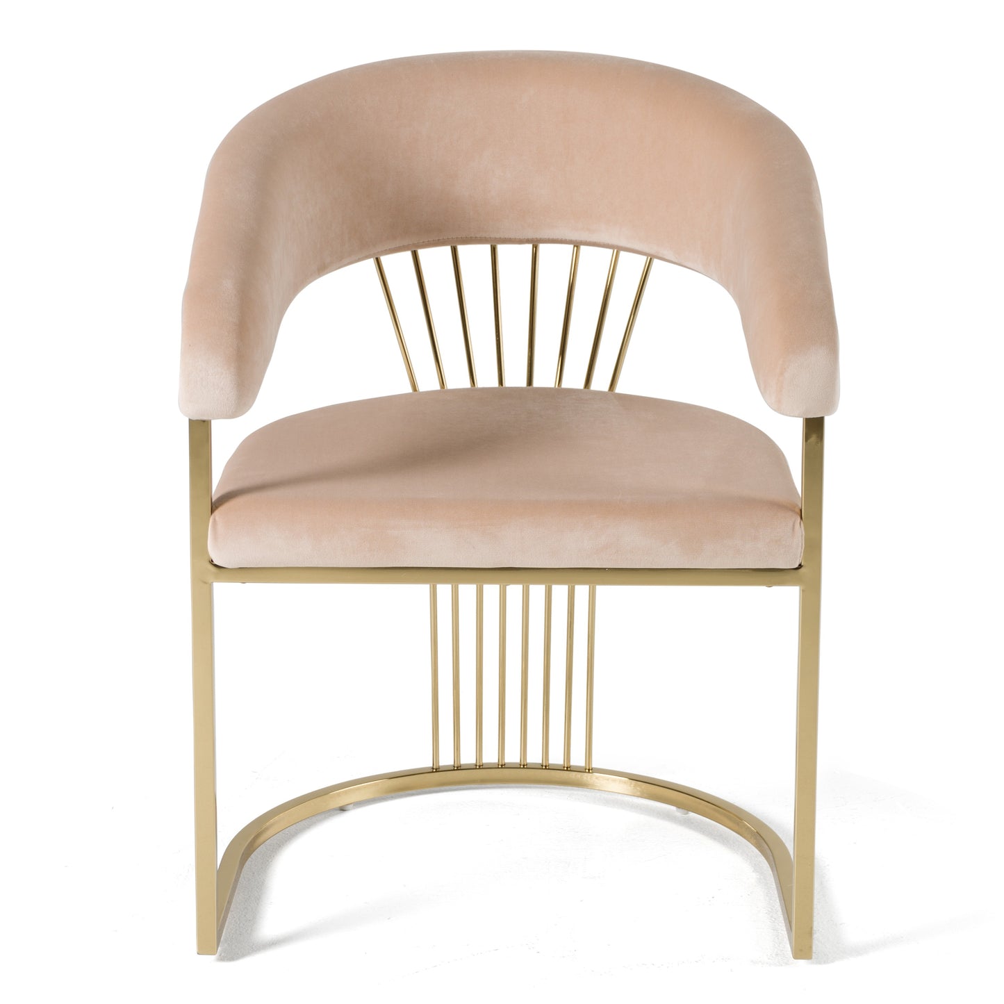 Modrest Linda Modern Beige Velvet and Gold Dining Chair