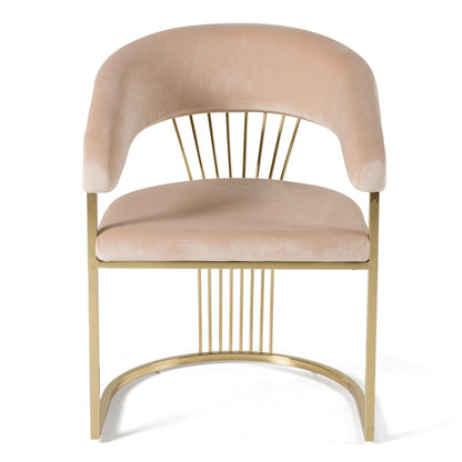 Modrest Linda Modern Beige Velvet and Gold Dining Chair
