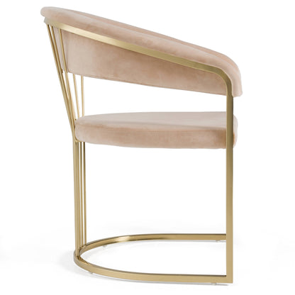 Modrest Linda Modern Beige Velvet and Gold Dining Chair