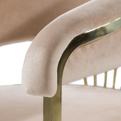 Modrest Linda Modern Beige Velvet and Gold Dining Chair