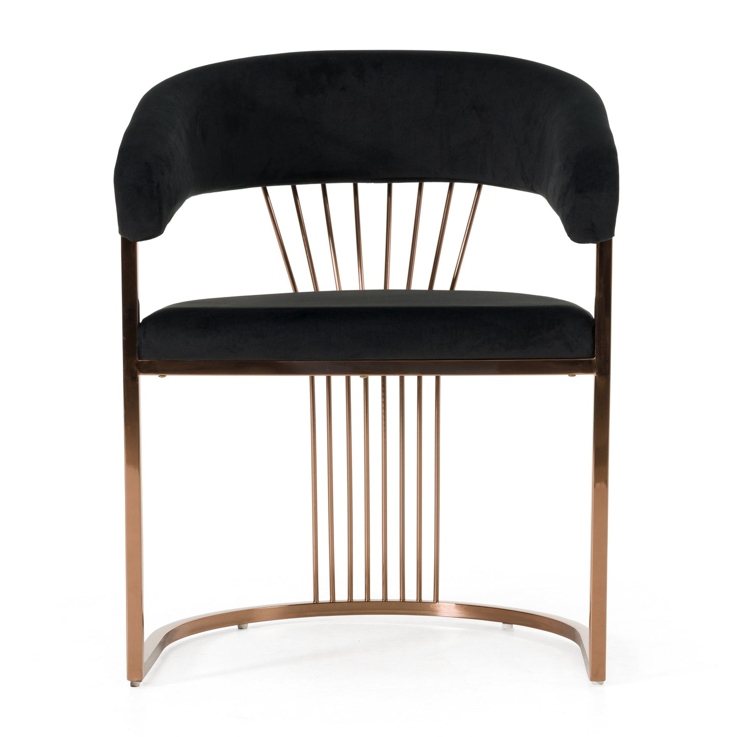 Modrest Linda Modern Black Velvet and Rosegold Dining Chair