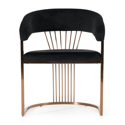 Modrest Linda Modern Black Velvet and Rosegold Dining Chair