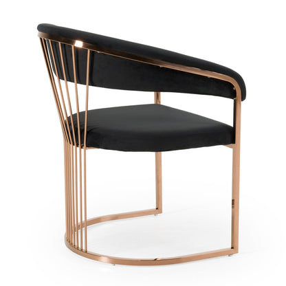 Modrest Linda Modern Black Velvet and Rosegold Dining Chair