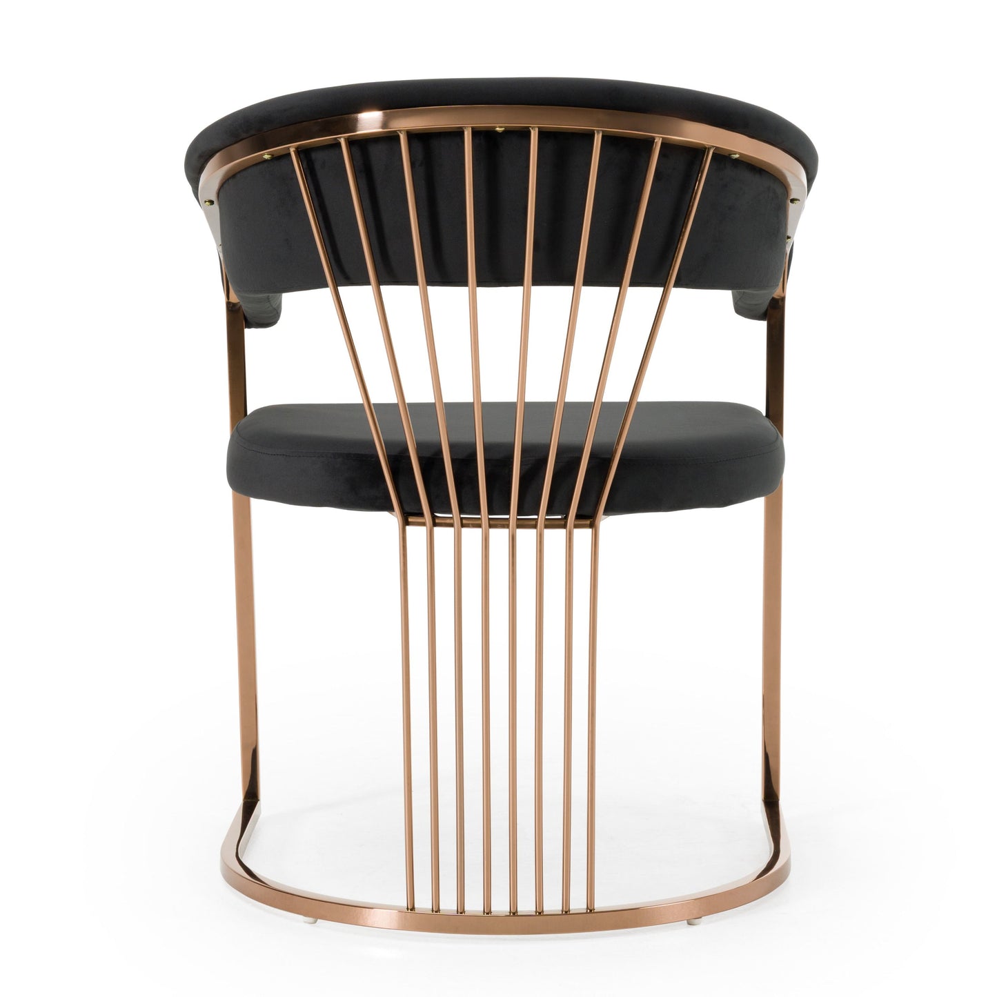 Modrest Linda Modern Black Velvet and Rosegold Dining Chair