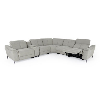 Divani Casa Lloyd Modern Grey Fabric Sectional with Recliners Console