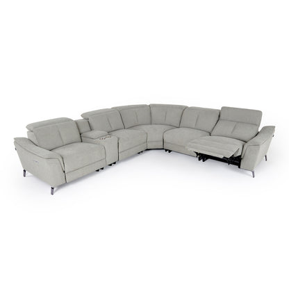 Divani Casa Lloyd Modern Grey Fabric Sectional with Recliners Console
