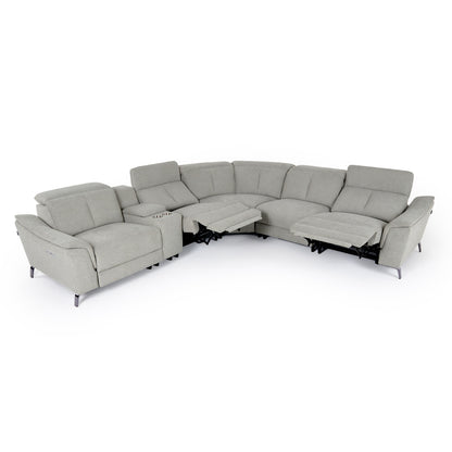 Divani Casa Lloyd Modern Grey Fabric Sectional with Recliners Console