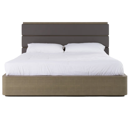 Modrest Lois Modern Grey Leather and Beige Shagreen Bed
