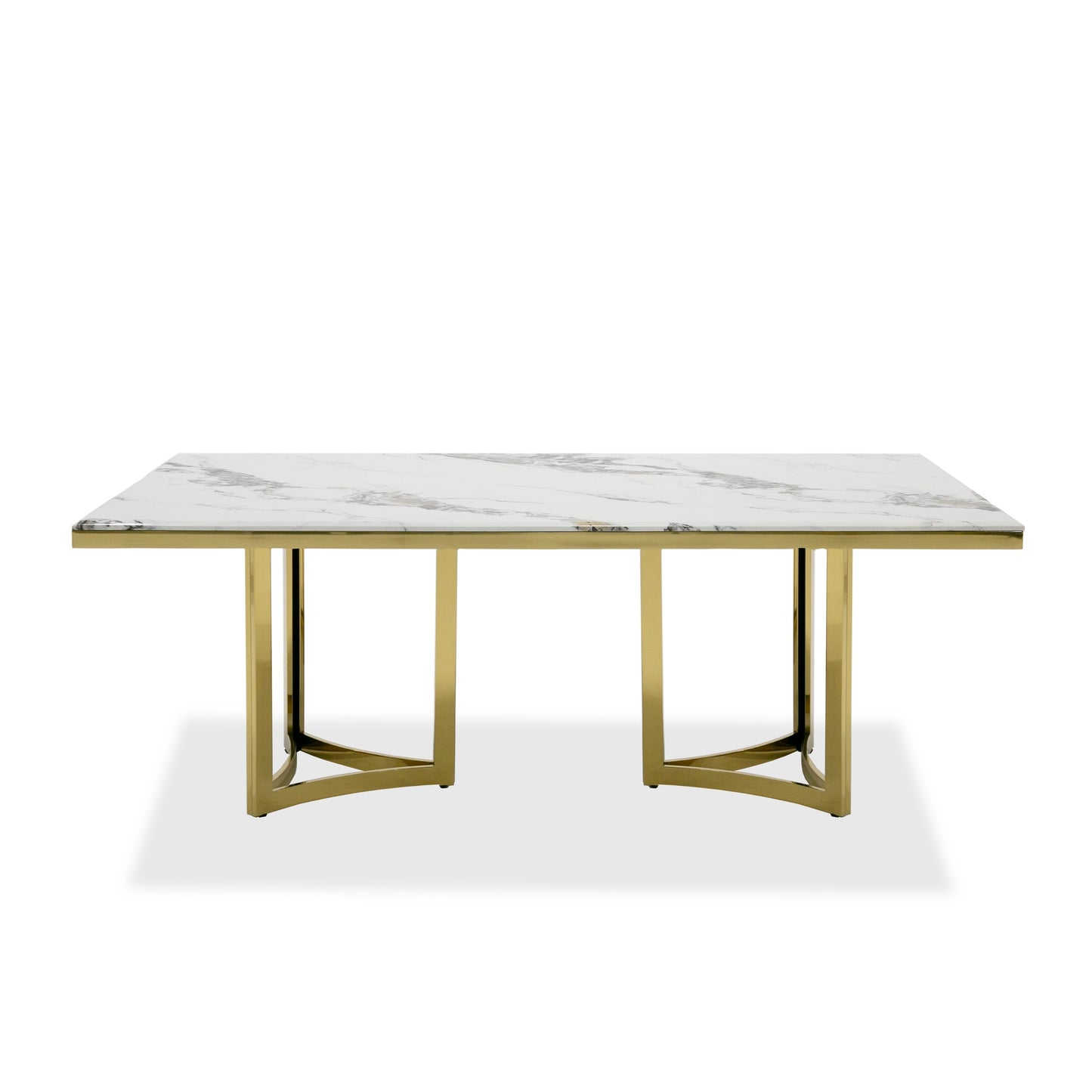 Modrest Loomis White Marble and Gold Dining Table