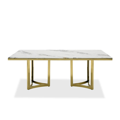 Modrest Loomis White Marble and Gold Dining Table