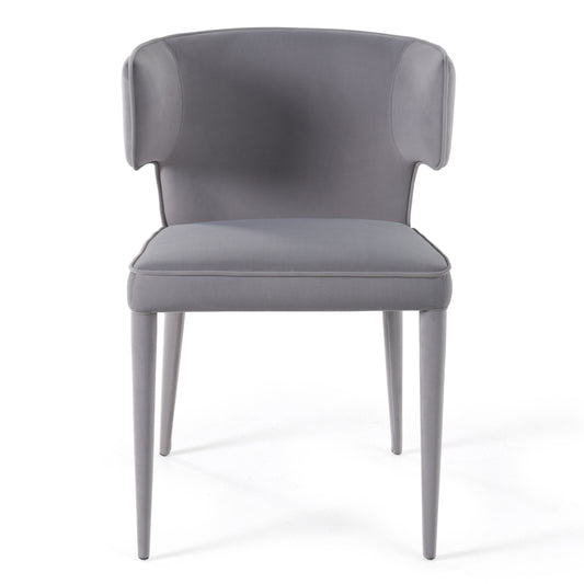Modrest Lucero Modern Grey Velvet Arm Dining Chair