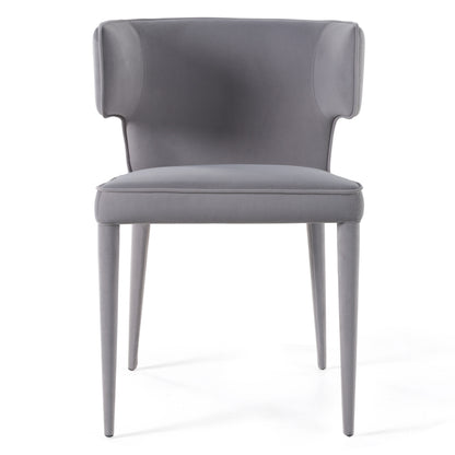 Modrest Lucero Modern Grey Velvet Arm Dining Chair