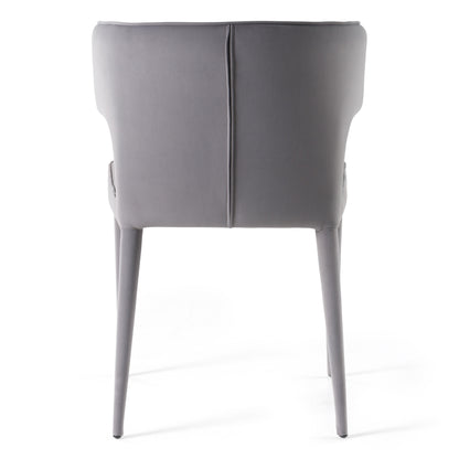 Modrest Lucero Modern Grey Velvet Arm Dining Chair