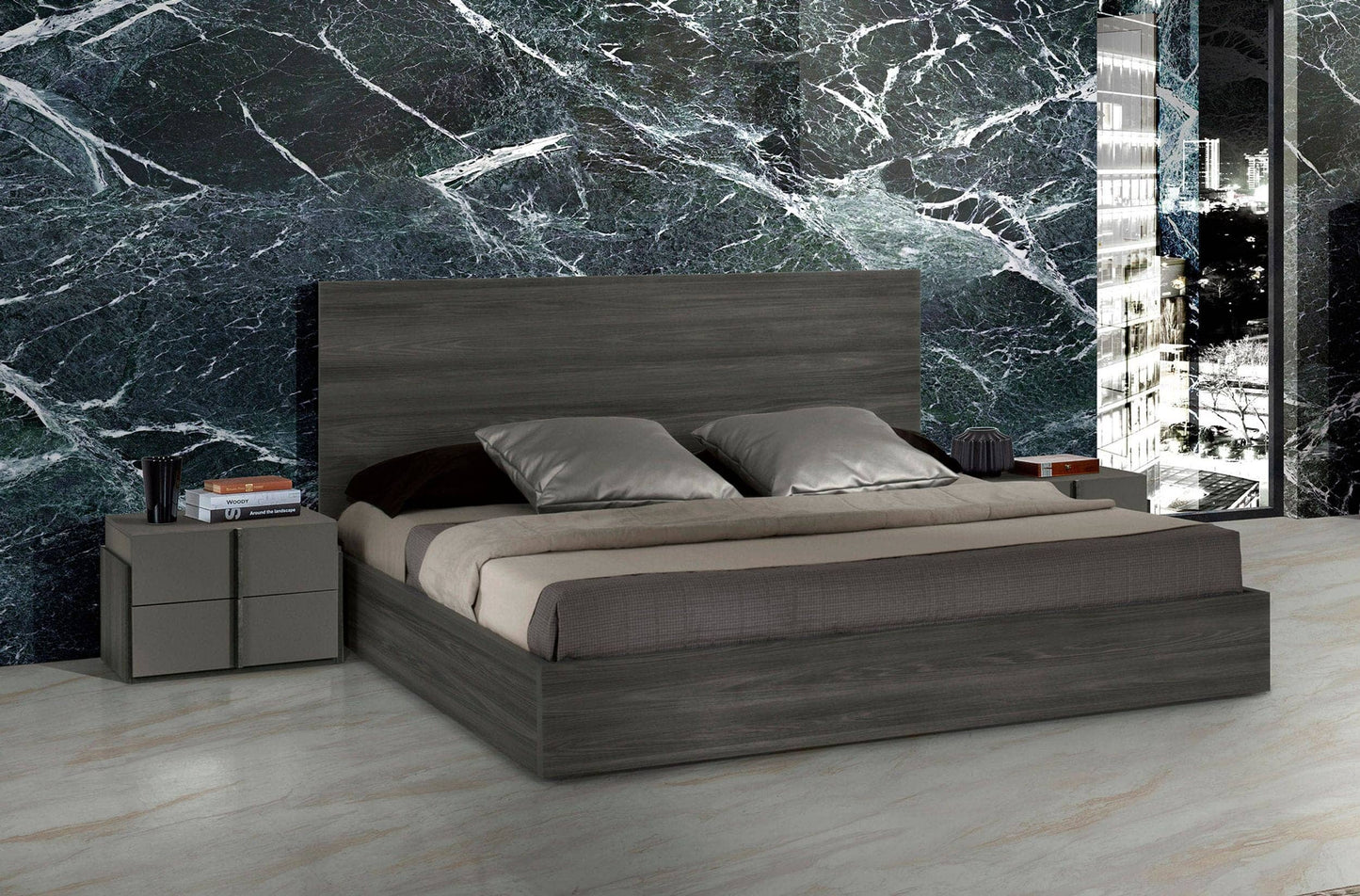 Nova Domus Lucia Queen Italian Modern Matte Grey / Elm Grey Bed