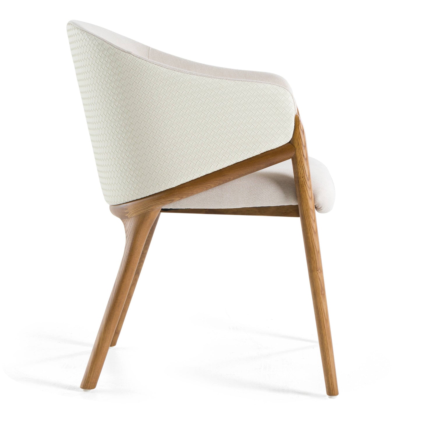 Modrest Lunde Cream Fabric and Walnut Arm Dining Chair