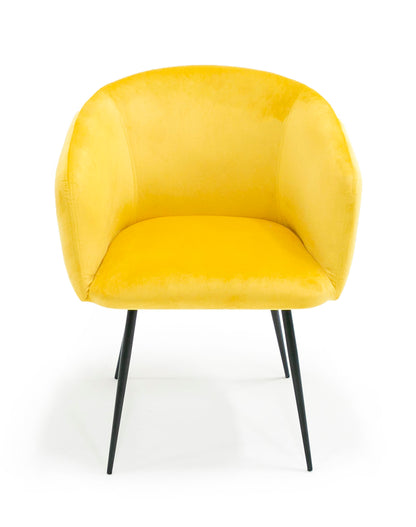 Modrest Luzerne Modern Yellow Velvet Dining Chair