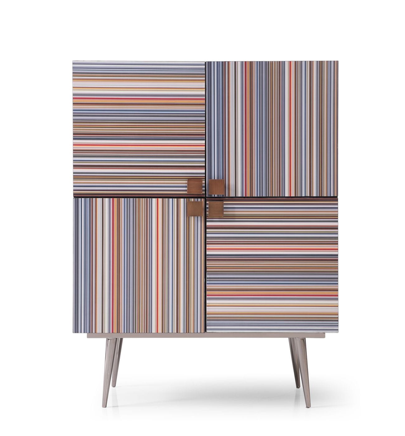 Modrest Macoy Modern Multicolor and Black Ash Wine Cabinet