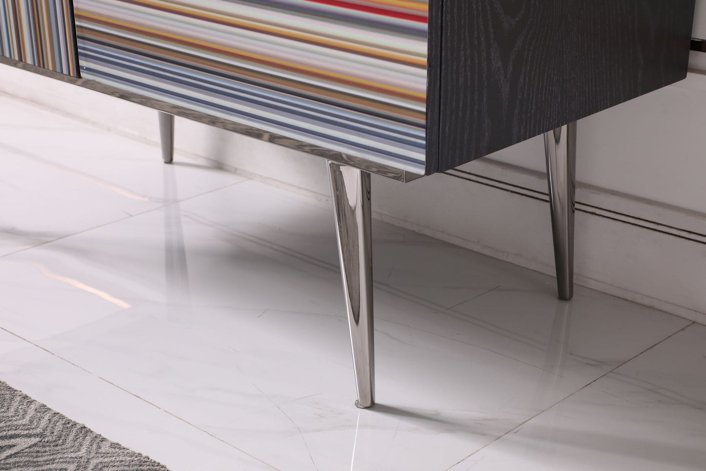 Modrest Macoy Modern Multicolor and Black Ash Wine Cabinet