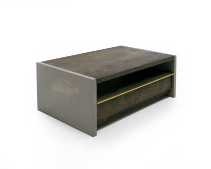 Modrest June Modern Dark Grey Concrete and Walnut Coffee Table
