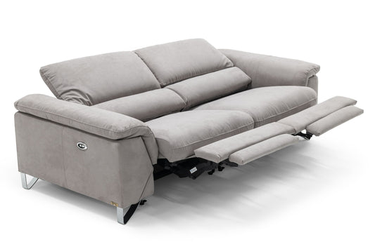 Divani Casa Maine Modern Light Grey Fabric Sofa w/ Electric Recliners