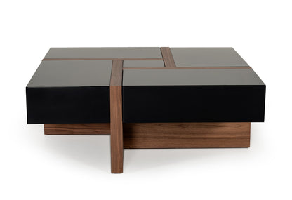 Modrest Makai Modern Black and Walnut Coffee Table