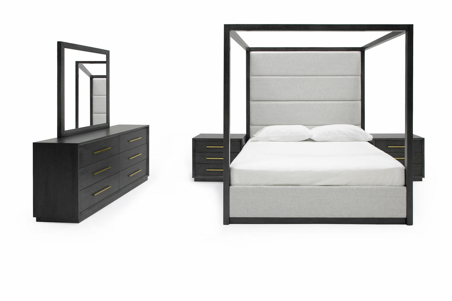 Modrest Manhattan- Contemporary Canopy Grey Queen Bedroom Set