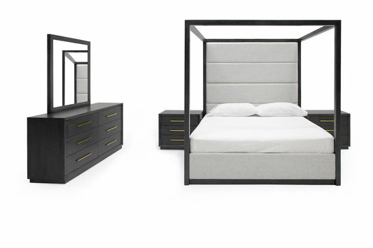 Modrest Manhattan- Contemporary Canopy Grey Queen Bedroom Set