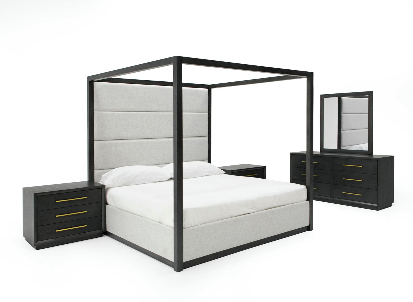 Modrest Manhattan- Contemporary Canopy Grey Queen Bedroom Set