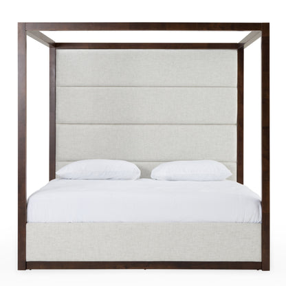 Modrest Manhattan Contemporary Canopy Brown Oak Bed