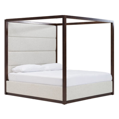 Modrest Manhattan Contemporary Canopy Brown Oak Bed