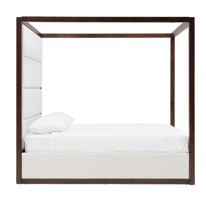 Modrest Manhattan Contemporary Canopy Brown Oak Bed