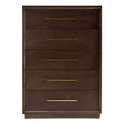 Modrest Manhattan Contemporary Brown Oak and Gold Chest