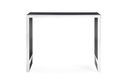 Modrest Manston Modern Black Oak and Stainless Steel Bar Table