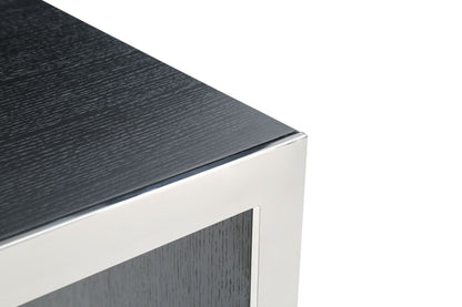 Modrest Manston Modern Black Oak and Stainless Steel Bar Table