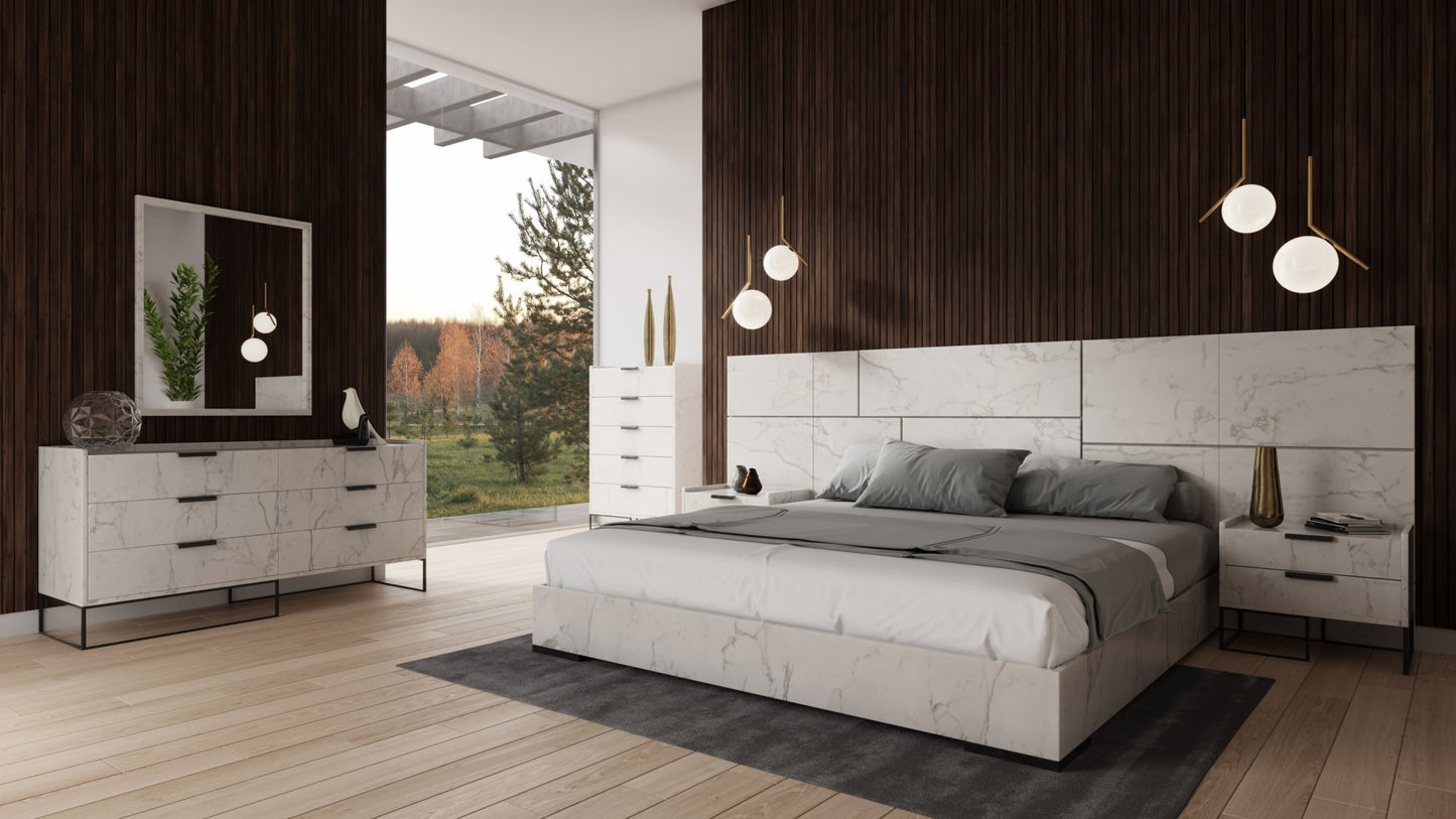 Nova Domus Queen Size Marbella Italian Modern White Marble Bed