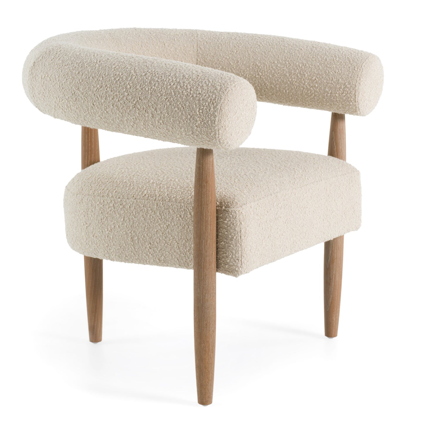 Modrest Marchland Modern Beige Fabric Oak Accent Chair