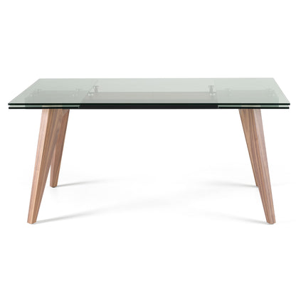 Modrest Marcus Modern Glass Walnut Extendable Dining Table