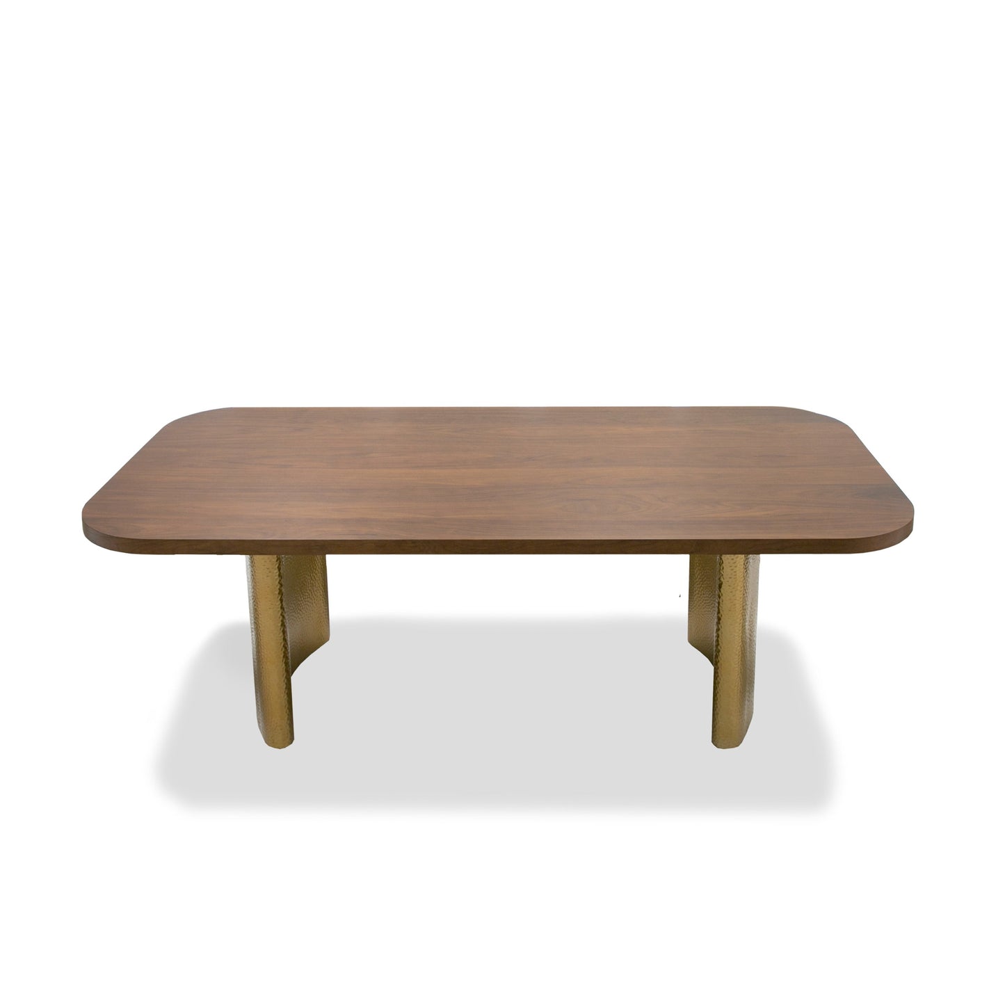 Modrest Marjorie Modern Walnut Brushed Gold Rectangular Dining Table