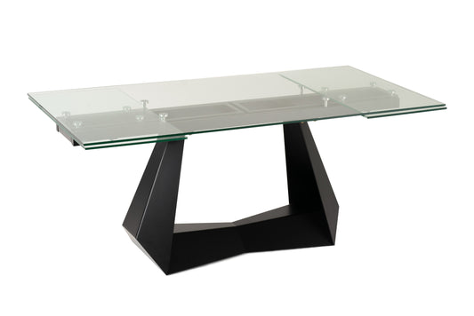 Modrest Maroney Modern Black and Glass Extendable 70.5"/106" Dining Table