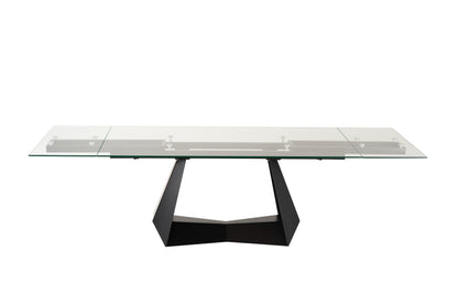 Modrest Maroney Modern Black and Glass Extendable 70.5"/106" Dining Table
