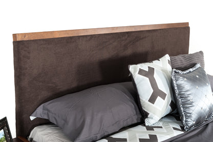 Modrest Marshall Mid-Century Modern Brown Fabric and Walnut Bed