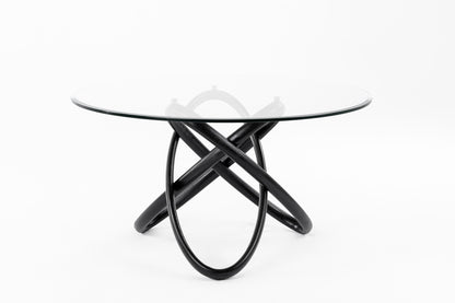 Modrest Mason Round Glass and Black Ash Dining Table
