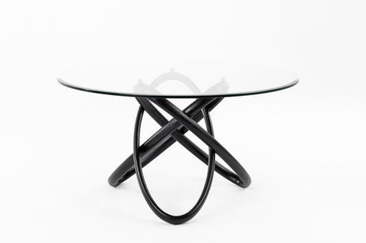 Modrest Mason Round Glass and Black Ash Dining Table