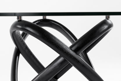 Modrest Mason Round Glass and Black Ash Dining Table