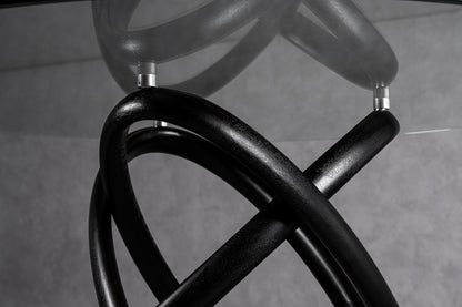 Modrest Mason Round Glass and Black Ash Dining Table
