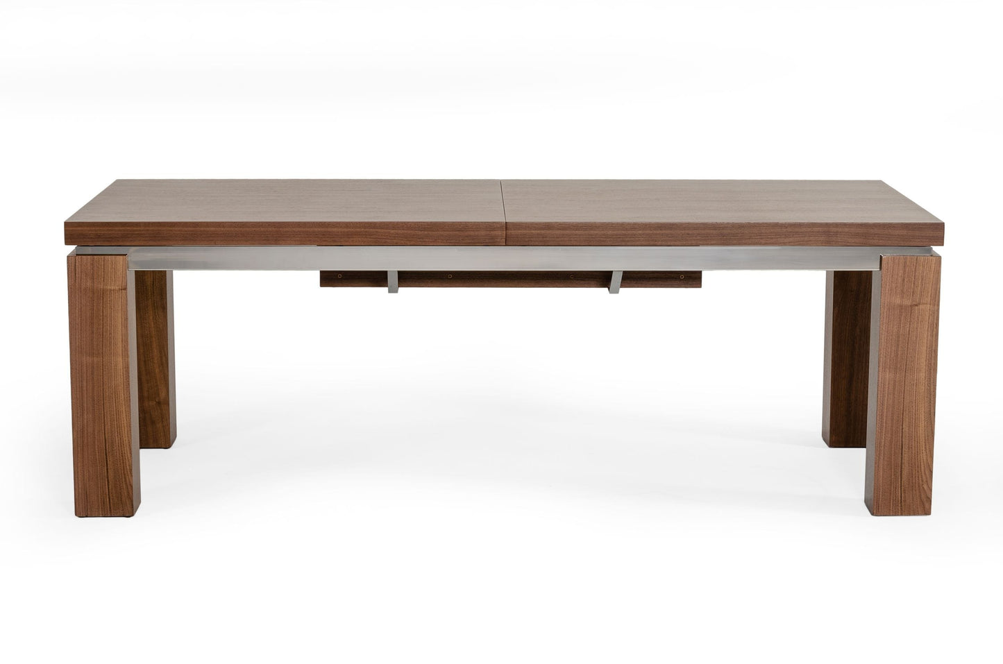 Modrest Maxi Modern Walnut and Stainless Steel Dining Table