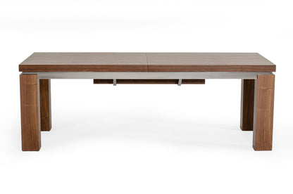 Modrest Maxi Modern Walnut and Stainless Steel Dining Table