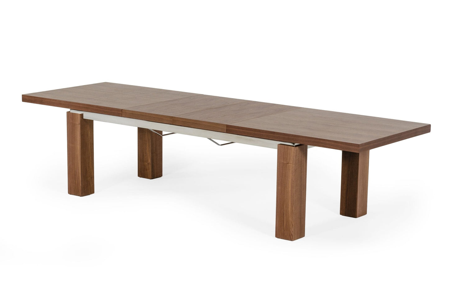 Modrest Maxi Modern Walnut and Stainless Steel Dining Table