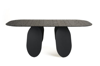 Modrest Maxine Modern Hammered Grey Glass Rectangular Dining Table