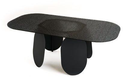 Modrest Maxine Modern Hammered Grey Glass Rectangular Dining Table